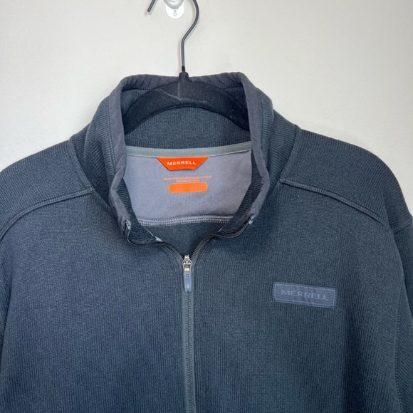 Merrell Mens Sweater Weather Full Zip Jacket Black Pockets Fleece Cozy Sz Medium - Picture 3 of 13